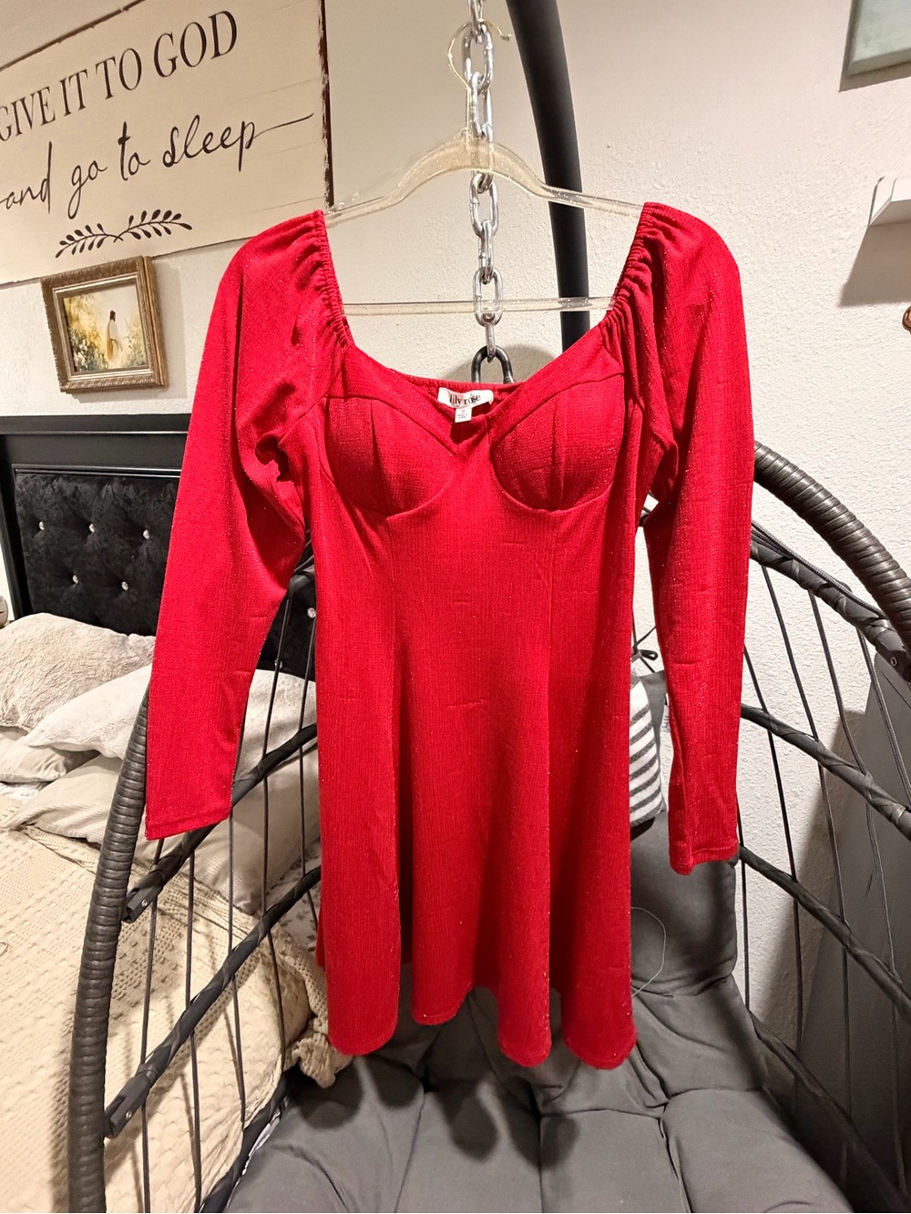 Lily Rose Vibrant Red Sweetheart Bust Mini Dress
